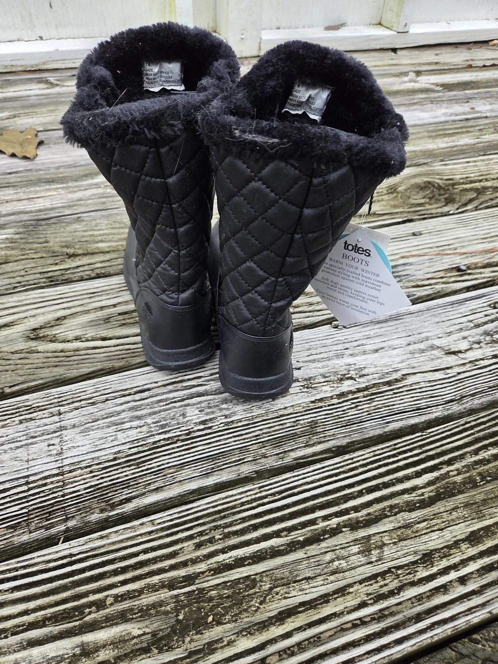Totes Women's Black Faux Fur Lined Mid-Calf Snow Boots